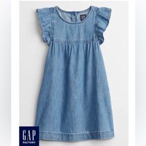 Toddler ruffle denim dress with washwell